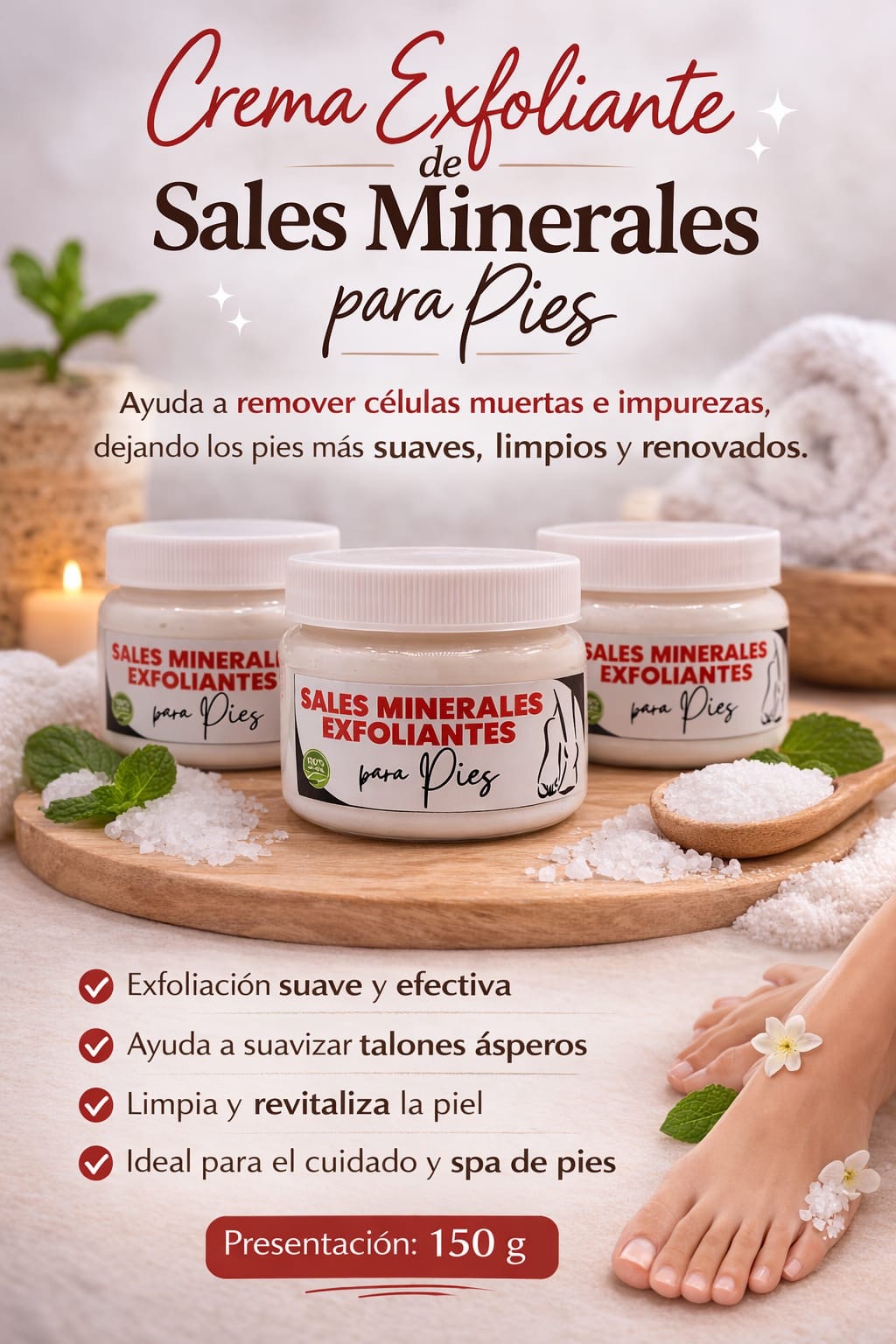 Crema Exfoliante de Sales Minerales para Pies